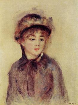 Pierre Auguste Renoir : Bust of a Woman Wearing a Hat